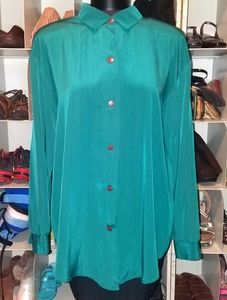 Vintage SG Sport turquoise blouse size L 14 16